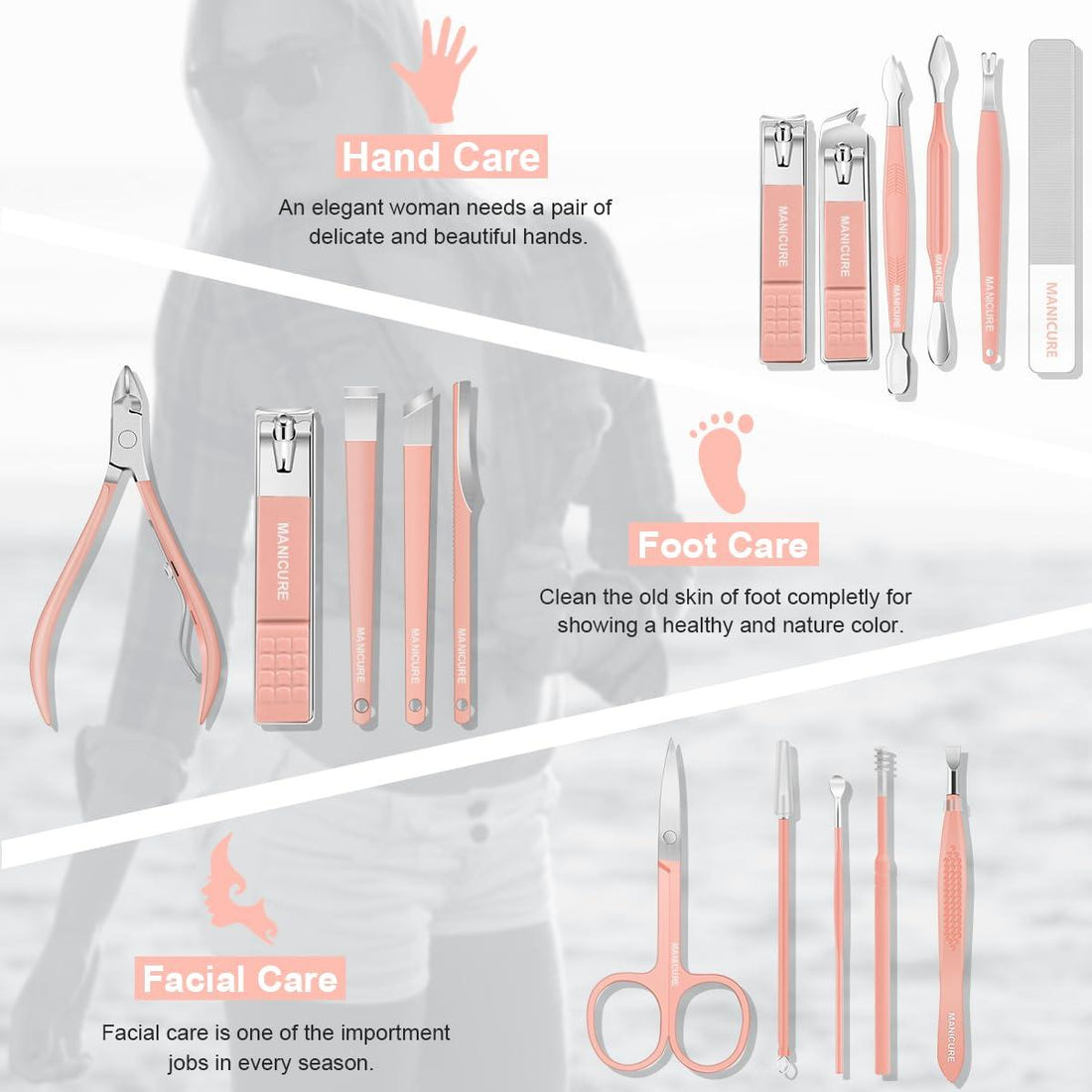 16 in 1 Nail Cutter Set Stainless Steel Nail Clippers Set With Folding Bag Manicure Cutter Kits Scissors Beauty Tool
