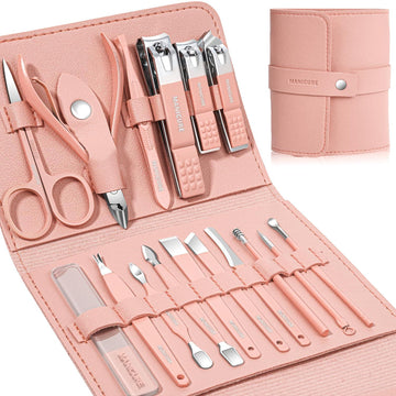 16 in 1 Nail Cutter Set Stainless Steel Nail Clippers Set With Folding Bag Manicure Cutter Kits Scissors Beauty Tool