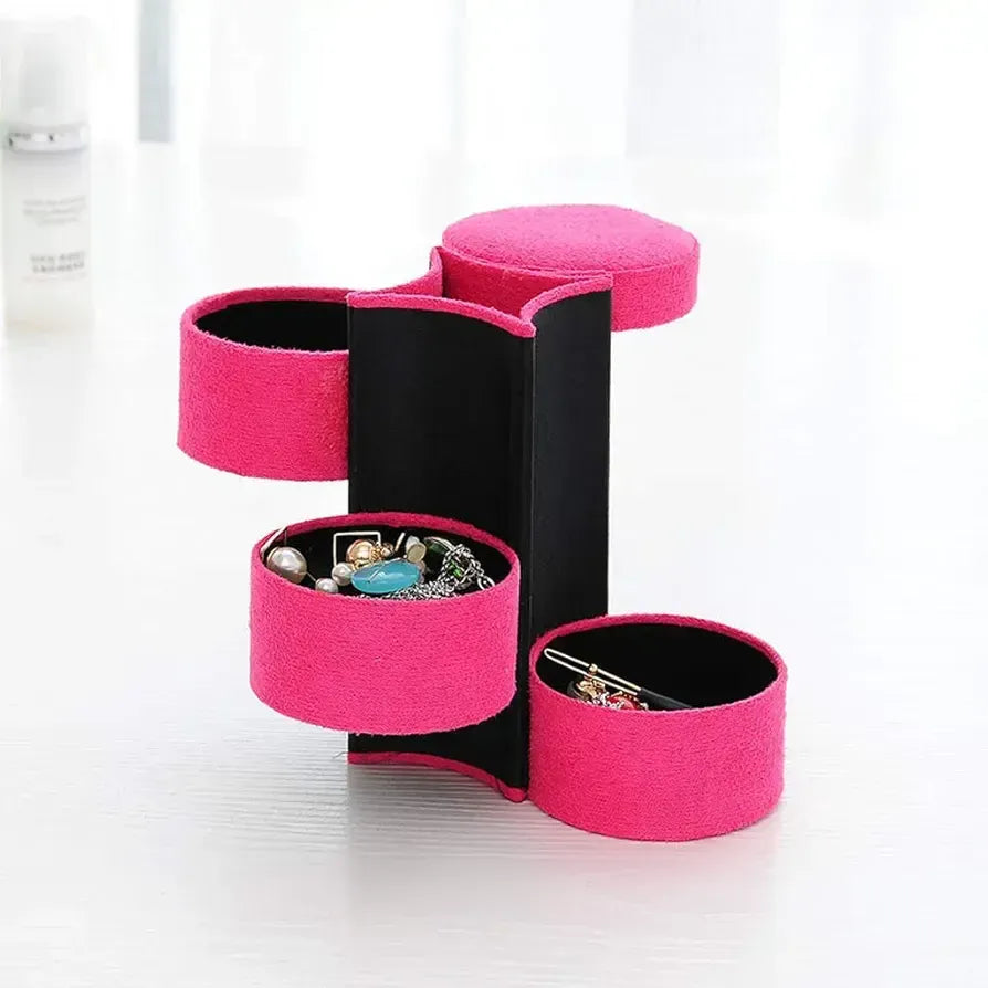 Box Vintage Round Three Layers Nylon Carrying Cases For Women Girls Decoration Storage